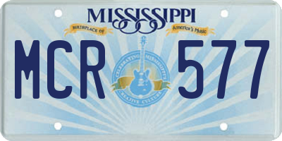 MS license plate MCR577