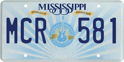 MS license plate MCR581