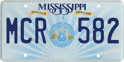 MS license plate MCR582