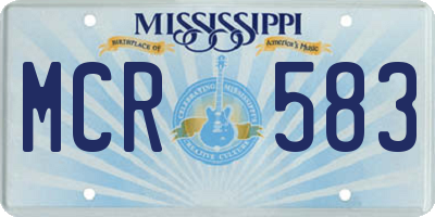 MS license plate MCR583