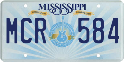 MS license plate MCR584