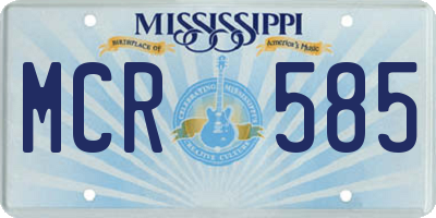 MS license plate MCR585