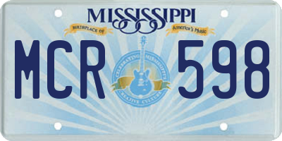 MS license plate MCR598