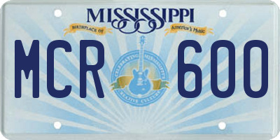 MS license plate MCR600