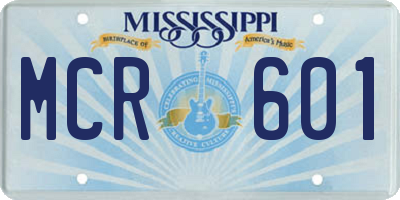 MS license plate MCR601