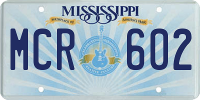 MS license plate MCR602