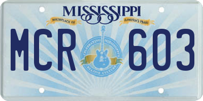 MS license plate MCR603