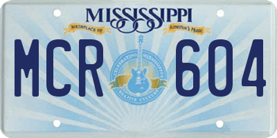 MS license plate MCR604