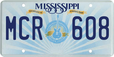 MS license plate MCR608