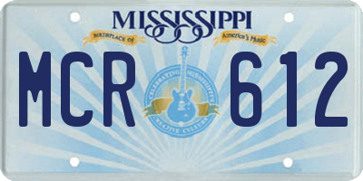 MS license plate MCR612