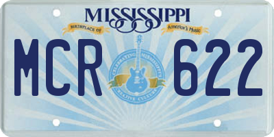 MS license plate MCR622