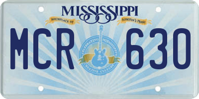 MS license plate MCR630