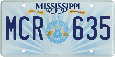 MS license plate MCR635