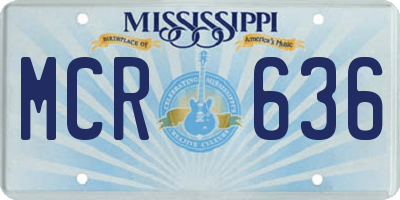 MS license plate MCR636