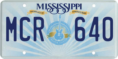 MS license plate MCR640