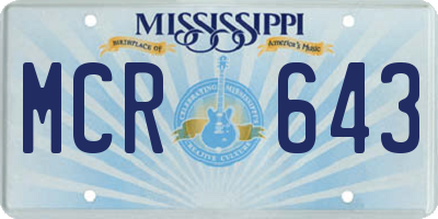 MS license plate MCR643