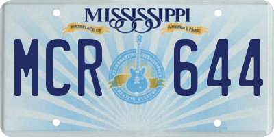 MS license plate MCR644