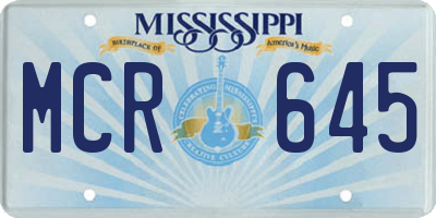 MS license plate MCR645