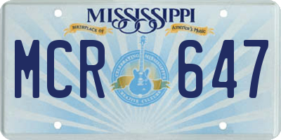MS license plate MCR647