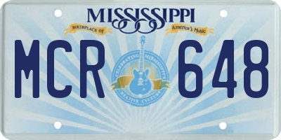 MS license plate MCR648