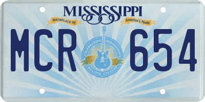 MS license plate MCR654