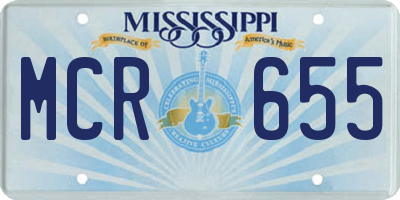 MS license plate MCR655