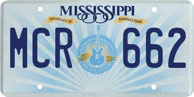 MS license plate MCR662