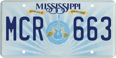 MS license plate MCR663