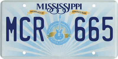 MS license plate MCR665