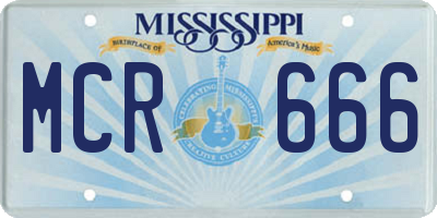 MS license plate MCR666