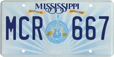 MS license plate MCR667