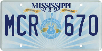 MS license plate MCR670