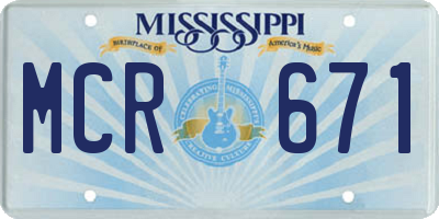 MS license plate MCR671