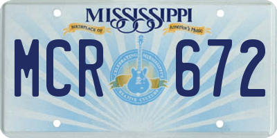 MS license plate MCR672