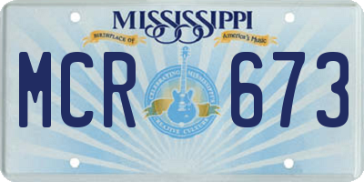MS license plate MCR673