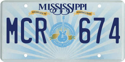 MS license plate MCR674