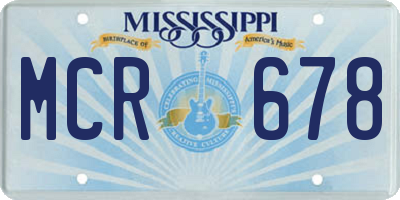 MS license plate MCR678