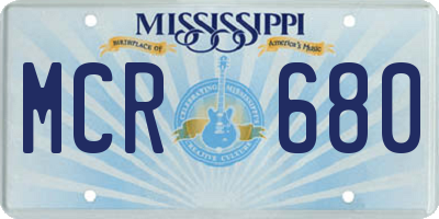 MS license plate MCR680