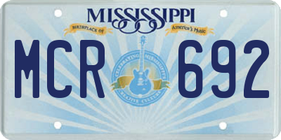 MS license plate MCR692