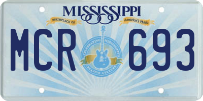 MS license plate MCR693