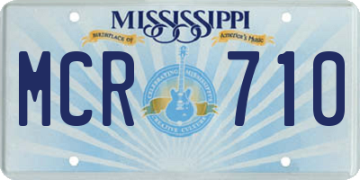 MS license plate MCR710