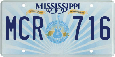 MS license plate MCR716