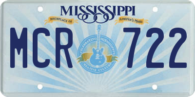 MS license plate MCR722