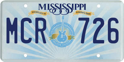 MS license plate MCR726