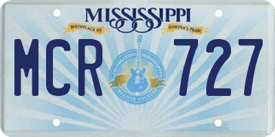 MS license plate MCR727
