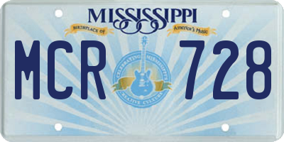 MS license plate MCR728