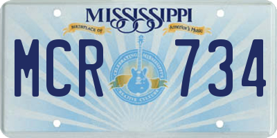 MS license plate MCR734