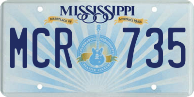 MS license plate MCR735