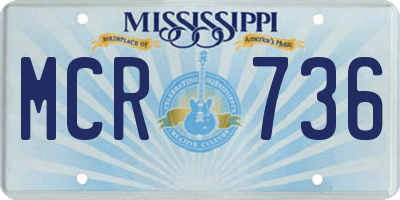MS license plate MCR736