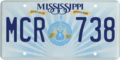 MS license plate MCR738
